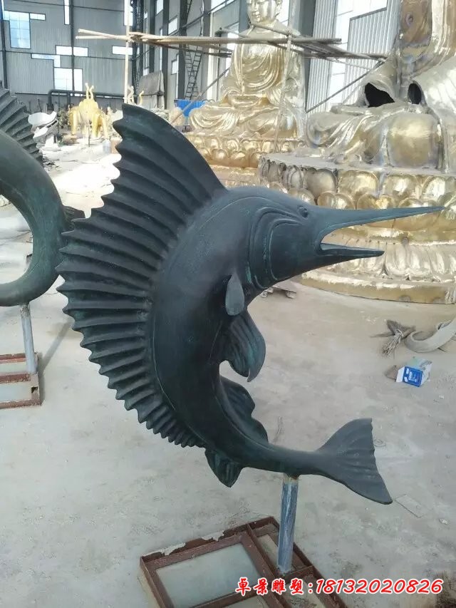 銅雕魚，銅劍魚雕塑