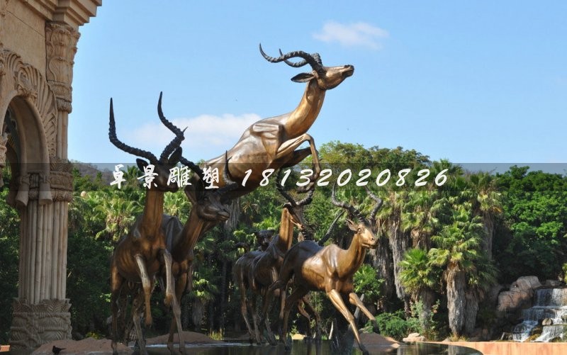 羚羊銅雕,景觀動物雕塑