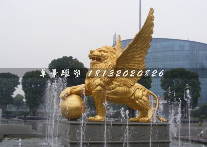 踩球獅子銅雕,廣場飛獅雕塑