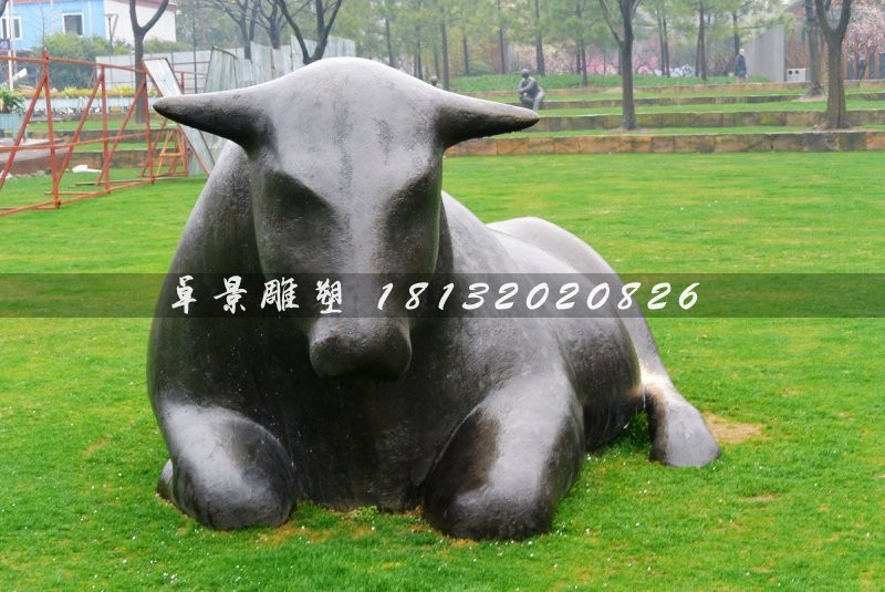 抽象牛銅雕,公園動物銅雕