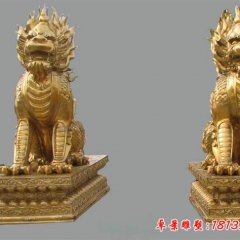 銅雕麒麟，鑄銅麒麟雕塑
