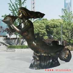 美人魚銅雕，海邊景觀銅雕