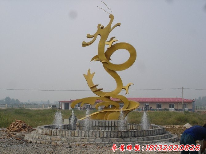 不銹鋼金龍雕塑,不銹鋼神獸雕塑