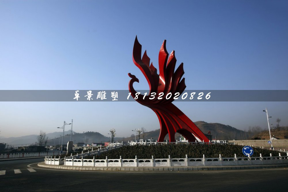 不銹鋼鳳凰雕塑,不銹鋼城市標志雕塑