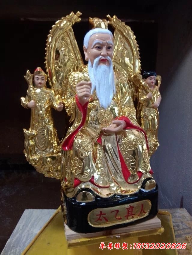 玻璃鋼太乙真人雕塑,玻璃鋼彩繪太乙真人雕塑