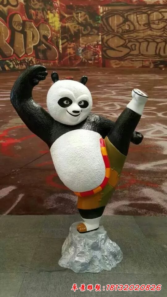 玻璃鋼功夫熊貓雕塑,玻璃鋼卡通雕塑
