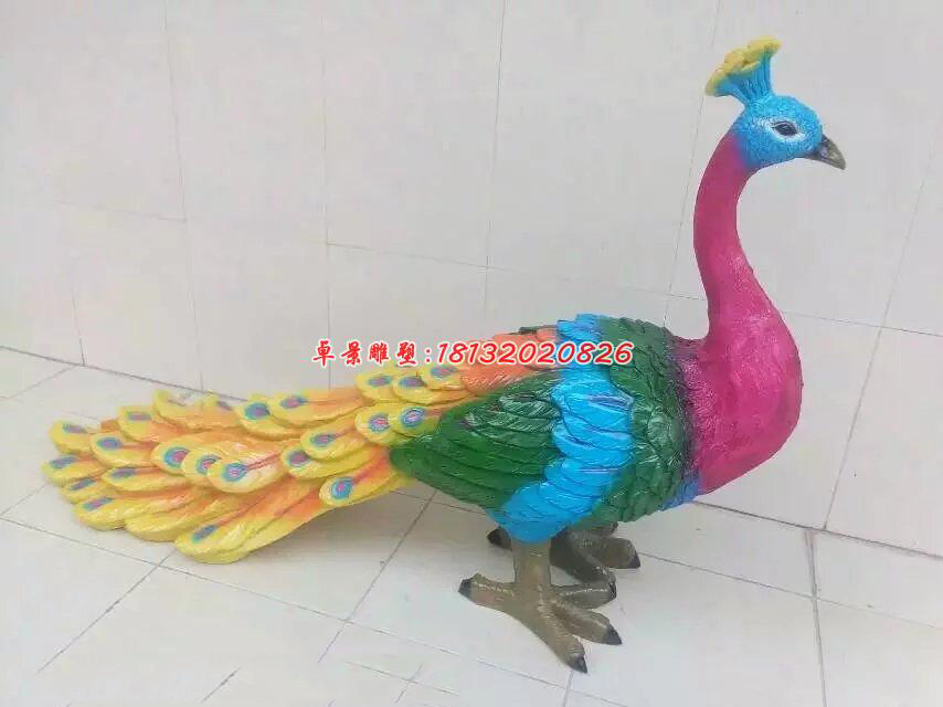 玻璃鋼孔雀雕塑,彩繪孔雀雕塑