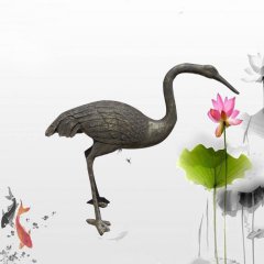 玻璃鋼丹頂鶴，仿銅動物雕塑