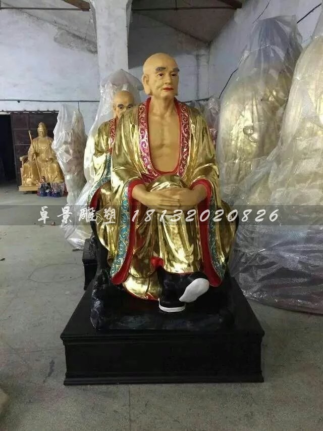十八羅漢雕塑,玻璃鋼貼金佛像