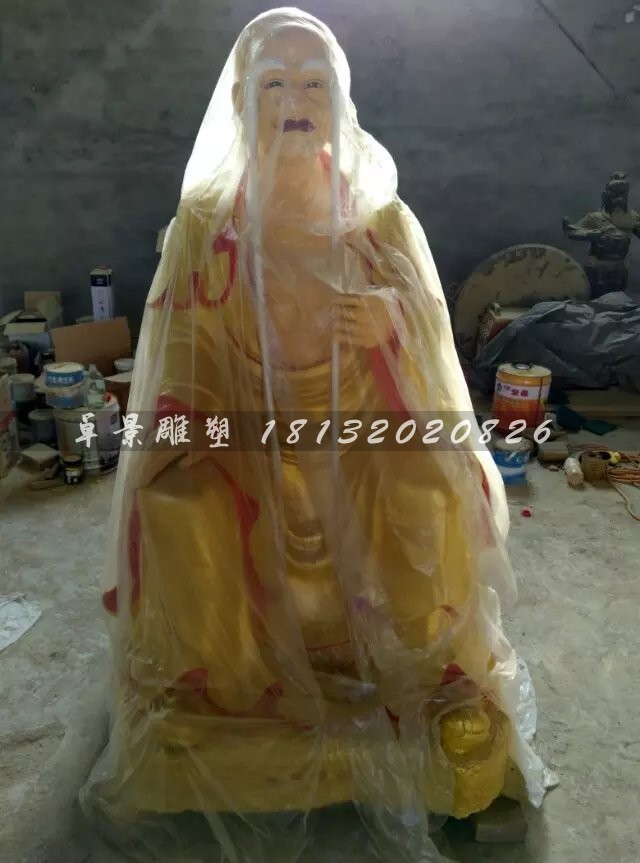 十八羅漢雕塑,玻璃鋼貼金佛像