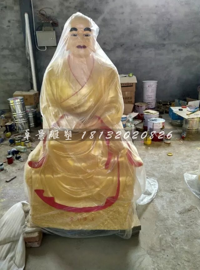 十八羅漢雕塑,玻璃鋼貼金佛像