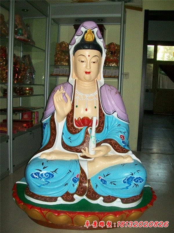 觀音菩薩雕塑,玻璃鋼彩繪觀音雕塑
