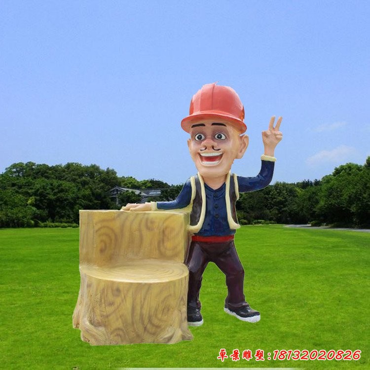 光頭強雕塑,玻璃鋼卡通人物雕塑