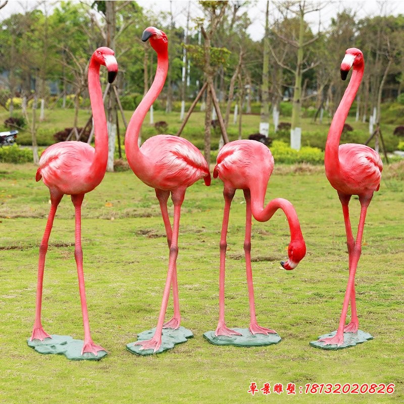 火烈鳥雕塑,玻璃鋼仿真動物雕塑