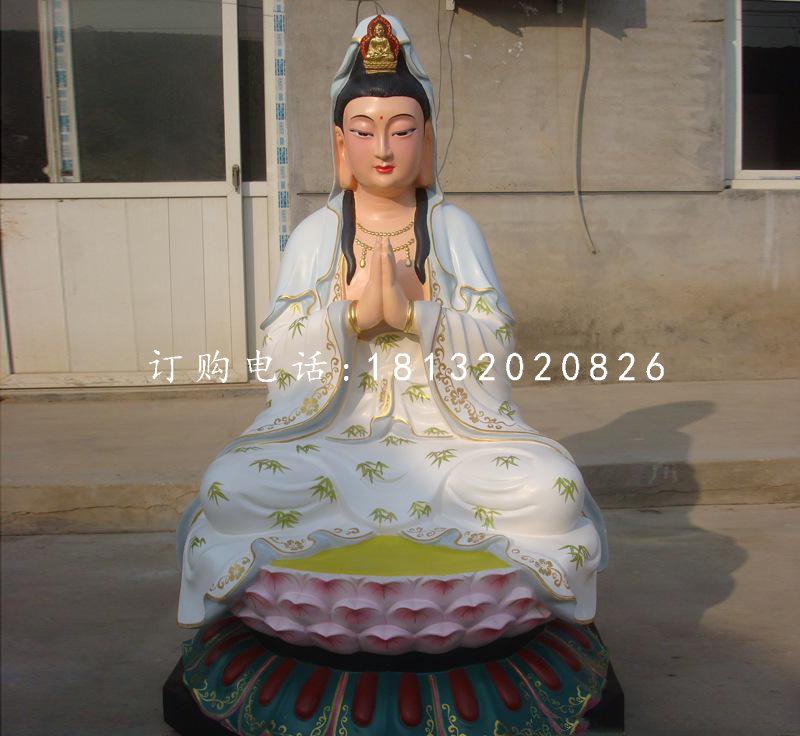 坐式觀音菩薩雕塑,玻璃鋼彩繪佛像雕塑