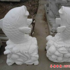 漢白玉噴水鯉魚(yú)石雕