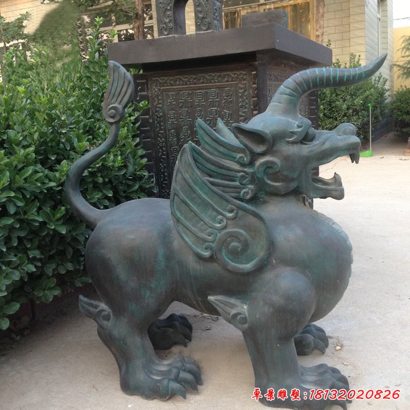 青銅獨(dú)角獸獬豸雕塑
