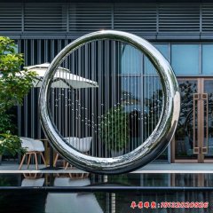 不銹鋼圓環水簾雕塑