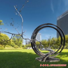 不銹鋼樹枝圓環雕塑