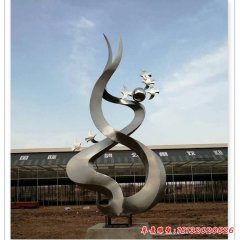 企業不銹鋼飛翔的鴿子雕塑