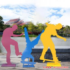 不銹鋼運(yùn)動滑板人物雕塑