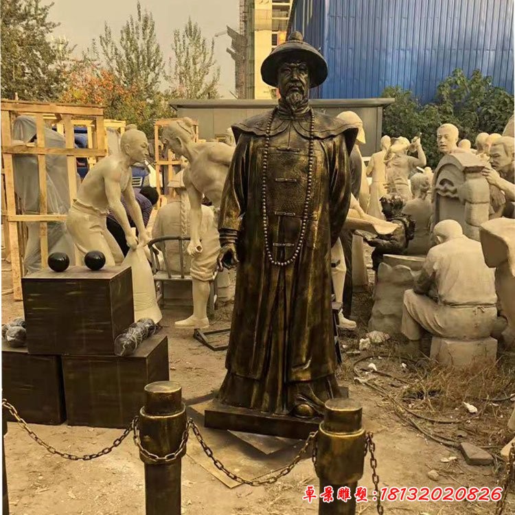林則徐雕塑,玻璃鋼仿銅人物雕塑
