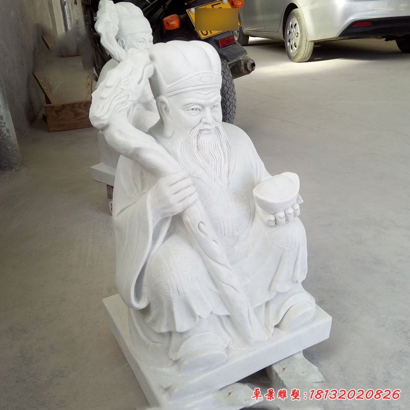 土地爺石雕,漢白玉神仙