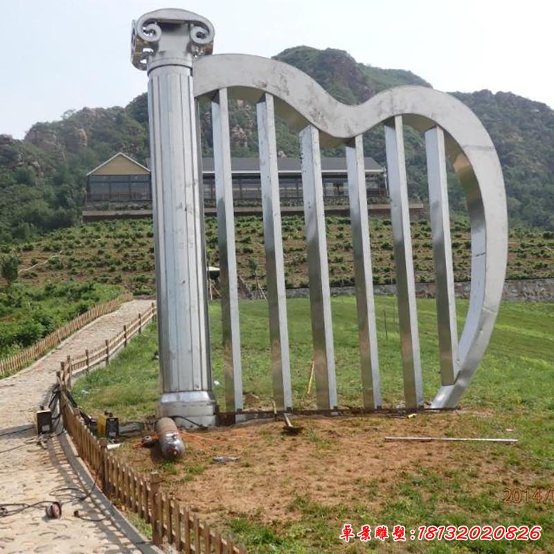不銹鋼豎琴雕塑,廣場不銹鋼樹琴雕塑 (3)