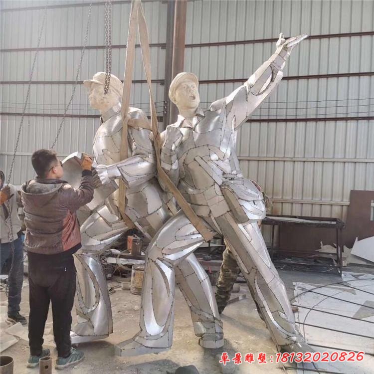 不銹鋼抽象八路軍人物雕塑