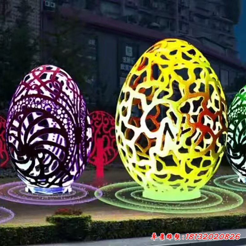 不銹鋼鏤空雞蛋雕塑,廣場景觀雕塑