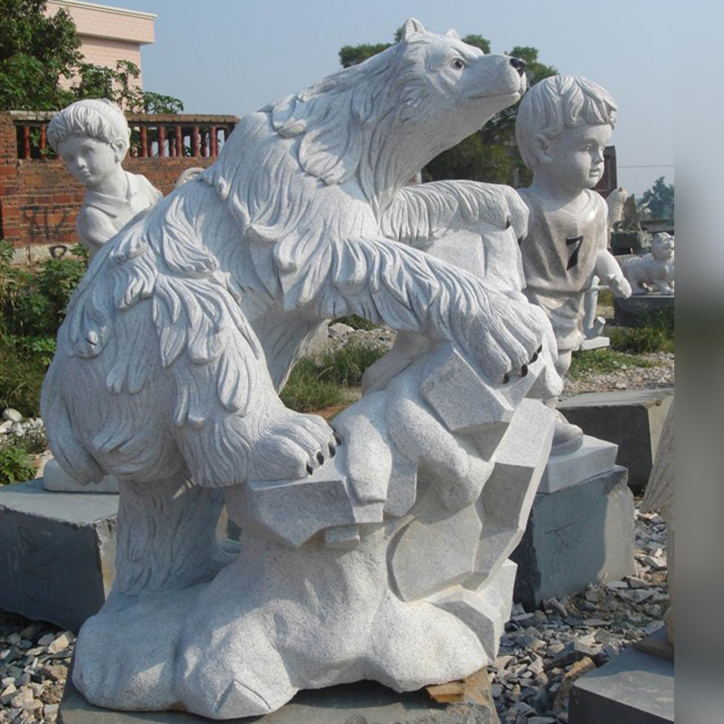 北極熊石雕,公園動物石雕 (3)