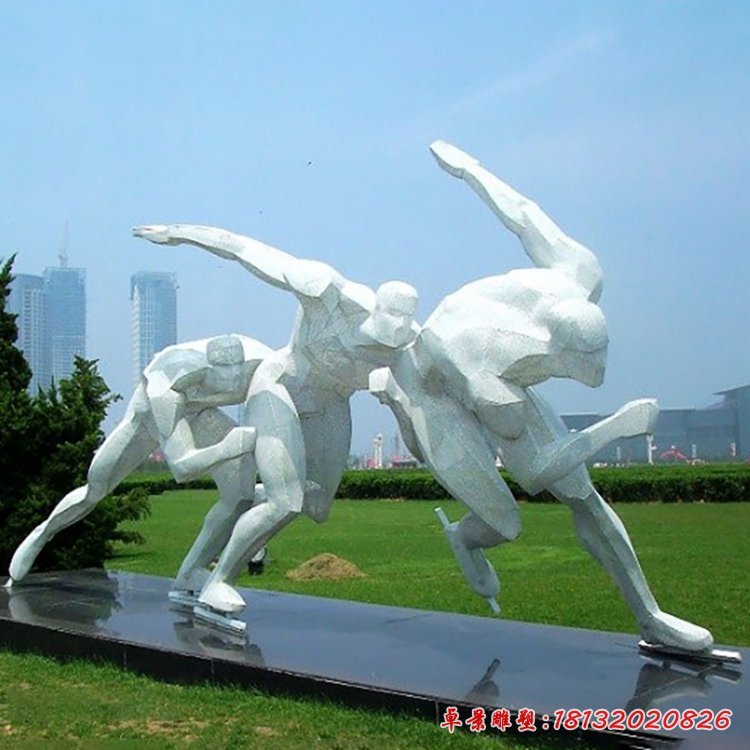 不銹鋼人物雕塑,不銹鋼滑冰雕塑