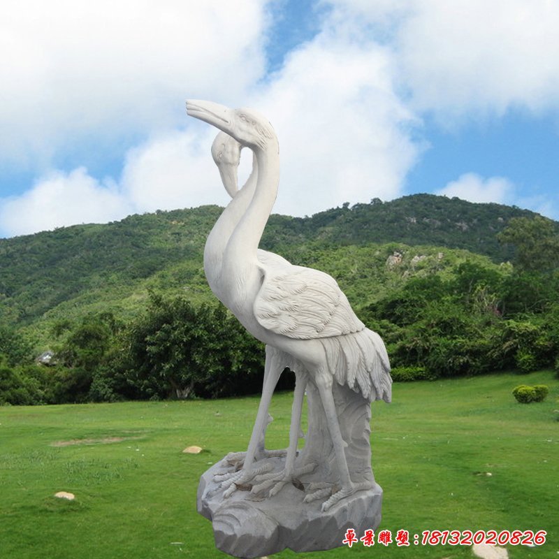 公園石雕仙鶴擺件,大理石動物是