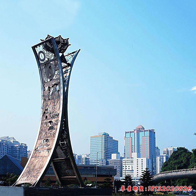 大型創意鏤空花朵廣場景觀,不銹鋼雕塑 (2)