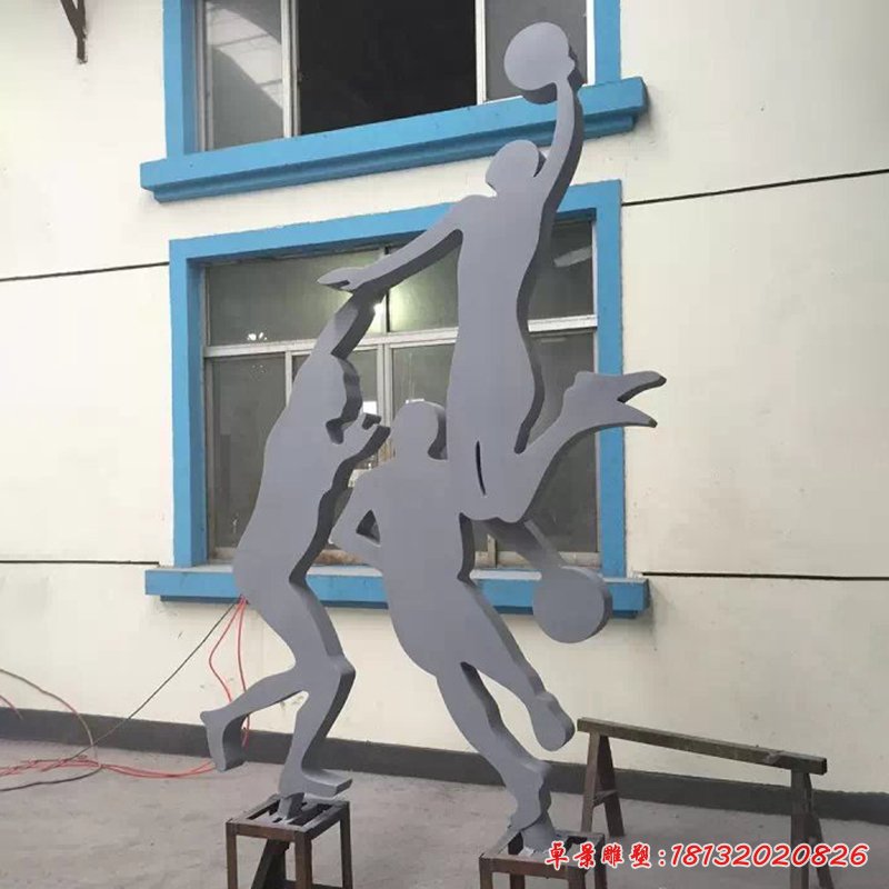 不銹鋼打籃球雕塑,廣場不銹鋼運動雕塑 (1)