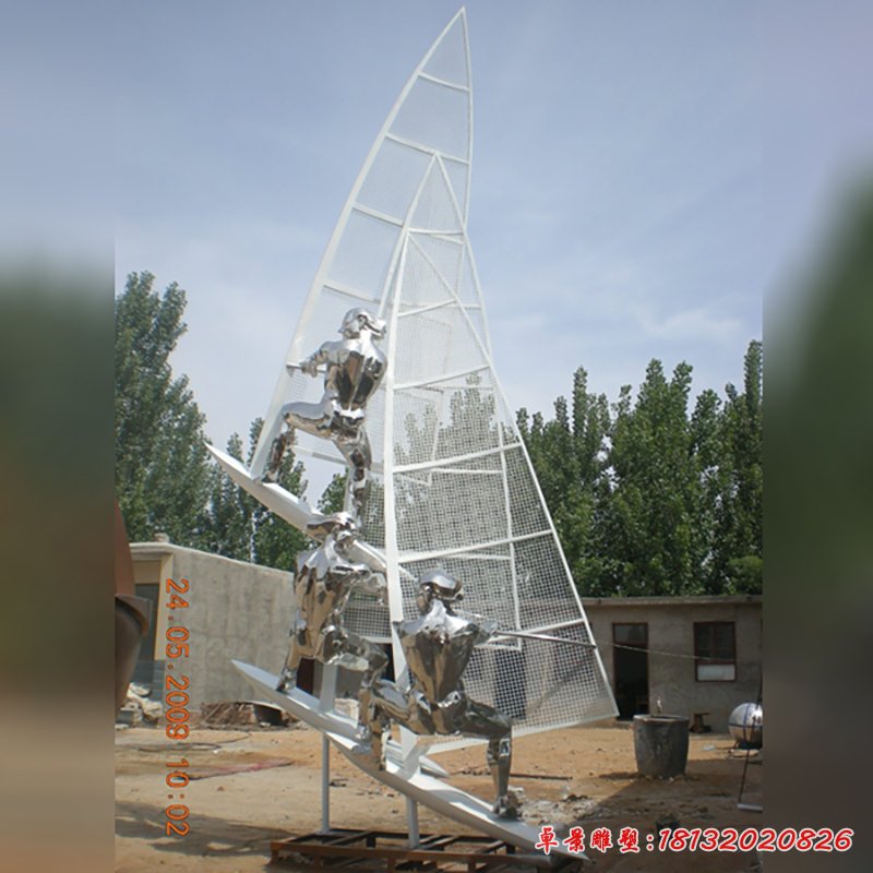 不銹鋼帆船雕塑,公園運(yùn)動雕塑