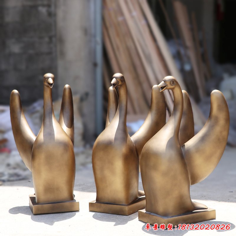 玻璃鋼仿銅天鵝,玻璃鋼動物雕塑 (2)