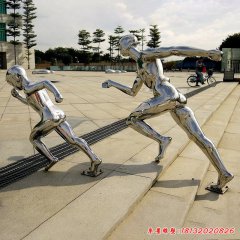 公園廣場跑步人不銹鋼雕塑