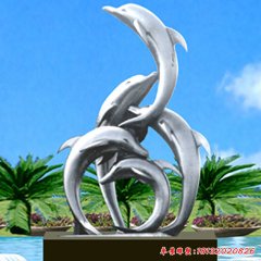 廣場不銹鋼雕塑海豚類